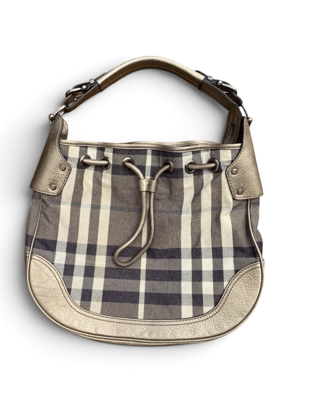 Burberry Classic Plaid Drawstring Hobo Bag - Gray. Coming soon!! - Picture 2 of 2